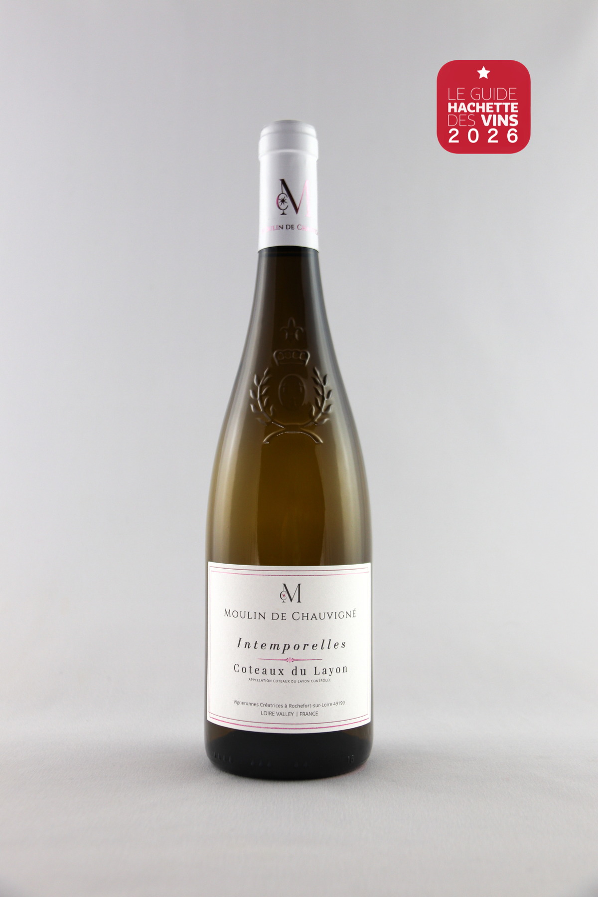 Bouteille de vin blanc moelleux Intemporelles Coteaux du Layon du Moulin de Chauvigné, AOP Coteaux du Layon, vin de la Vallée de la Loire, distingué par le Guide Hachette des Vins 2026
