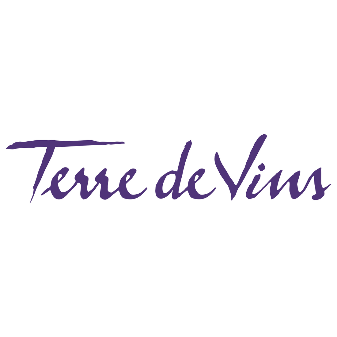 Logo Terre de Vins écrit en violet avec un fond blanc