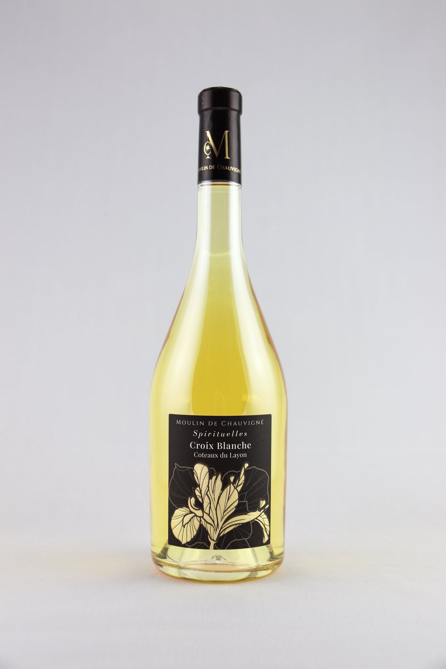Bouteille de vin blanc moelleux Coteaux du Layon Spirituelles Croix Blanche du Moulin de Chauvigné, vin de la Vallée de la Loire