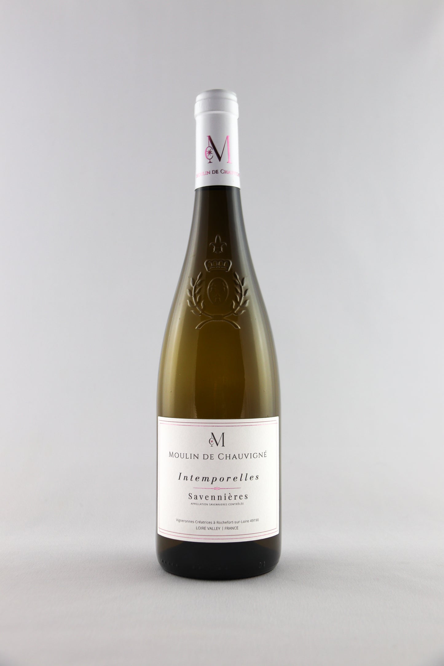 Bouteille de vin blanc sec Savennières Intemporelles du Moulin de Chauvigné, AOP Savennières, vin de la Vallée de la Loire